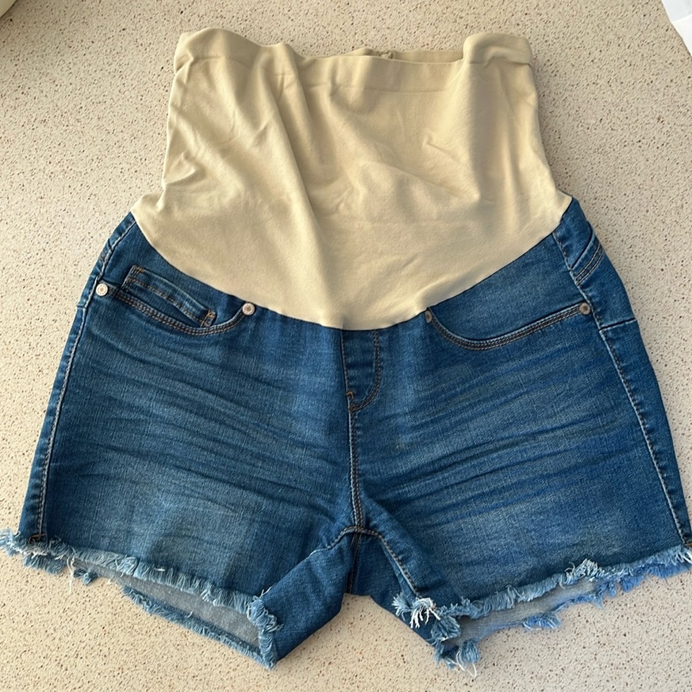 Haute Mama Blue Denim Maternity Shorts